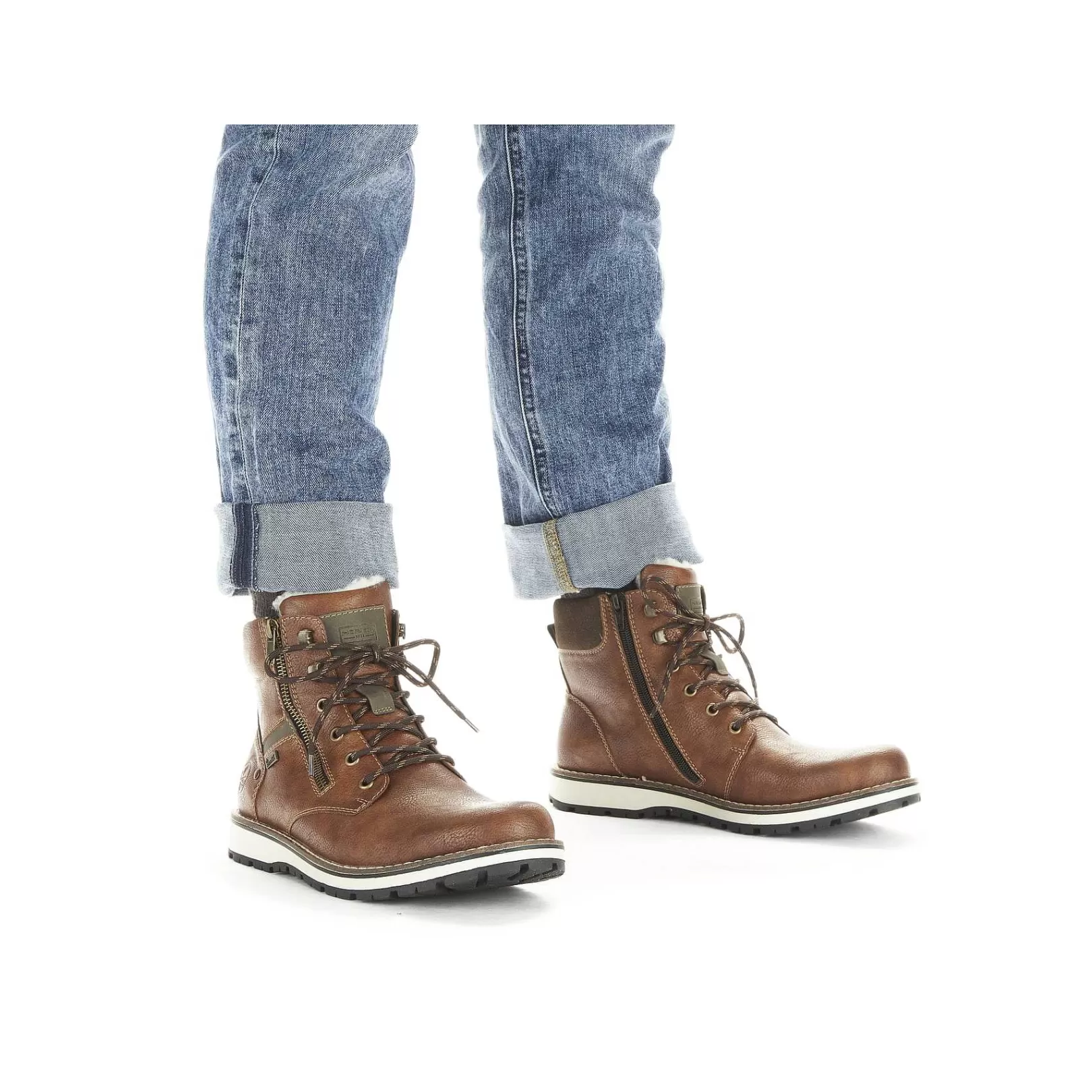 Hot Men'S Corded Boots Caramel Brown Men'S Boots