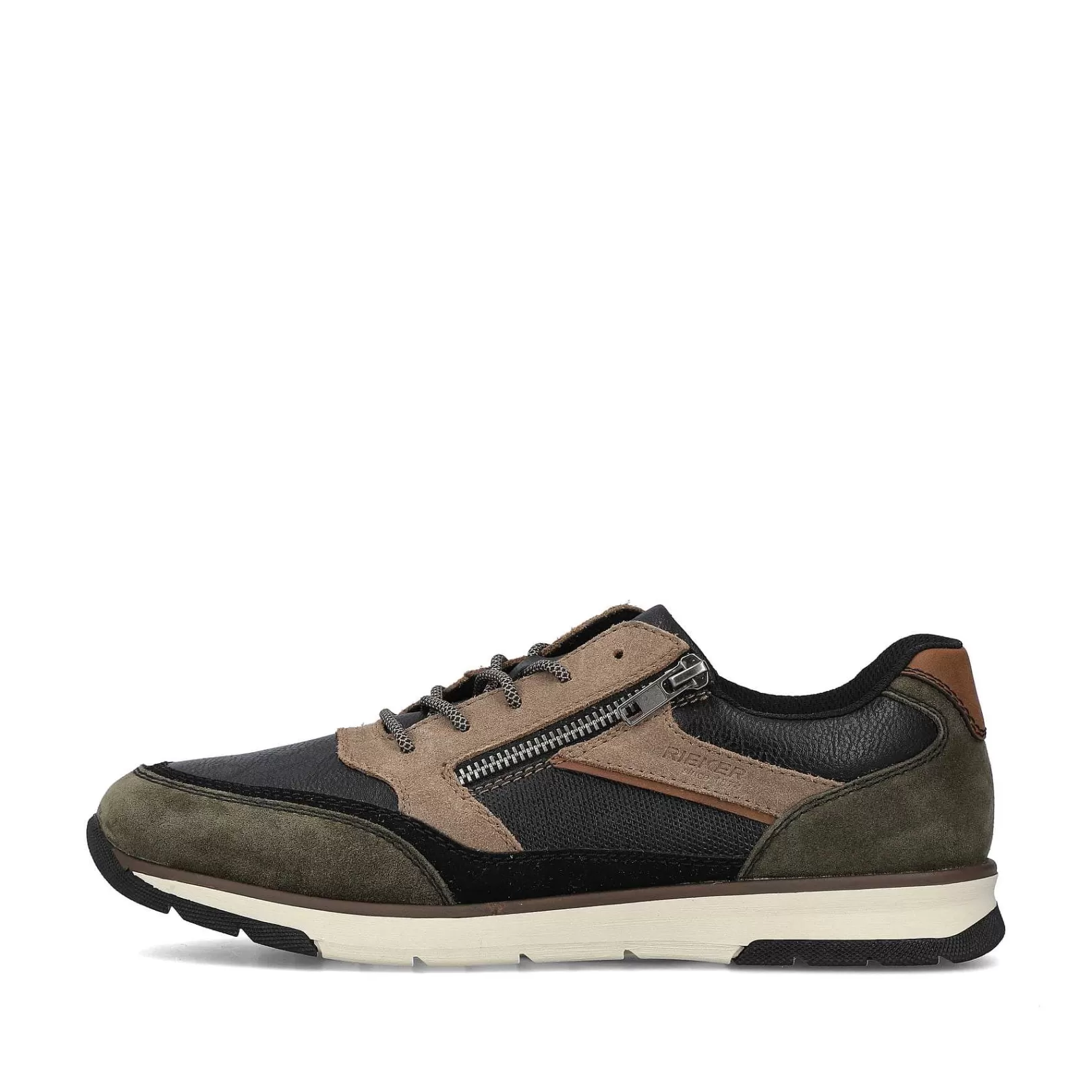 Outlet Men'S Low Sneaker Black-Beige-Green Men'S Sneakers