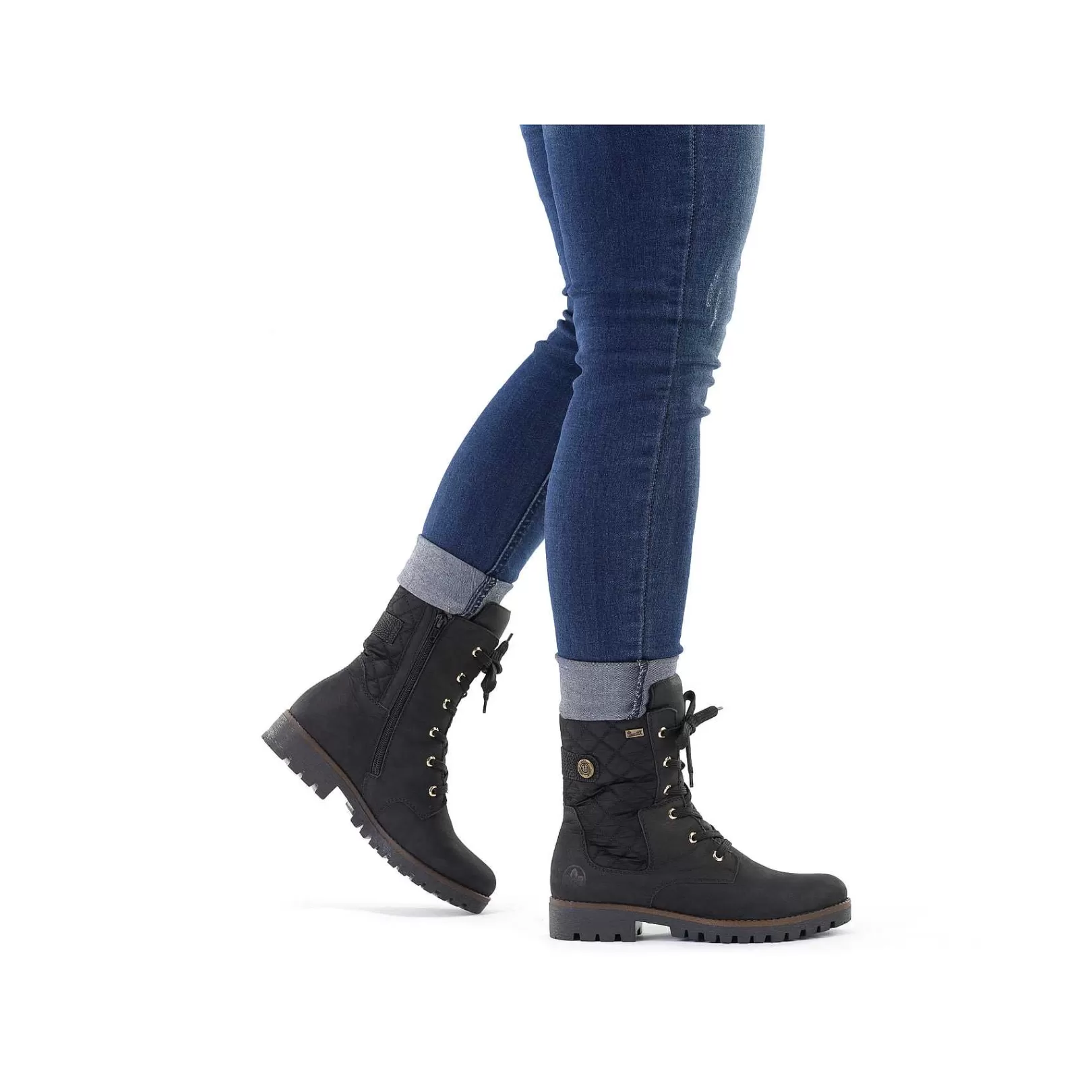 Cheap Women'S Biker Boots Jet Black Ladies Ankle Boots & Boots