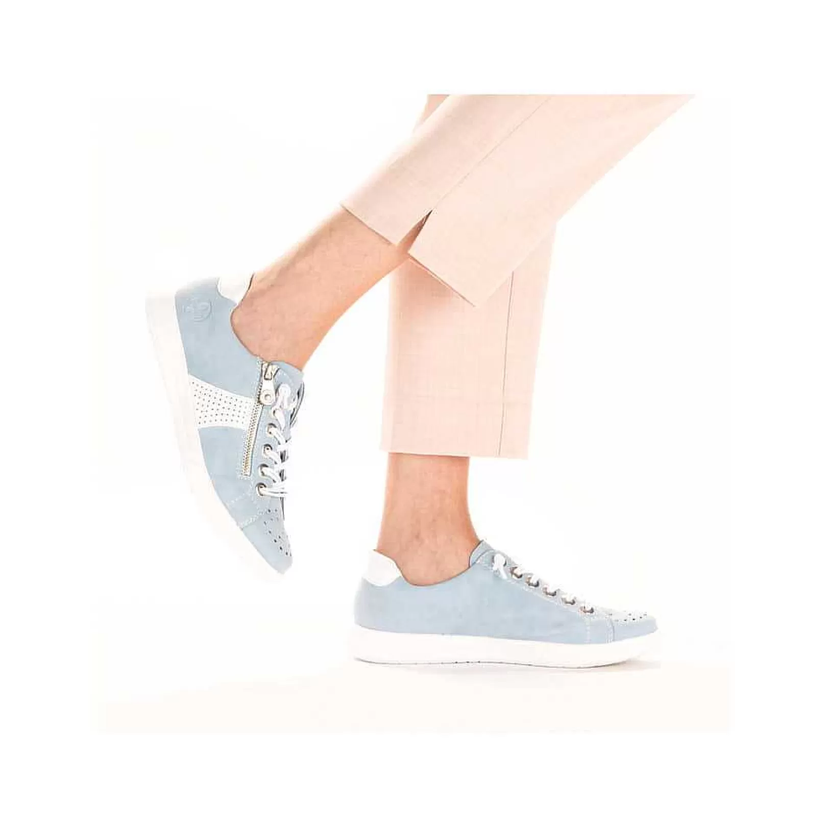 Clearance Women'S Lace-Up Shoes Sky Blue And White Ladies Low Shoes & Slippers