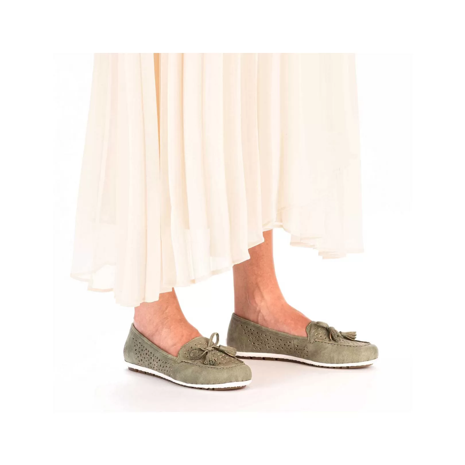 New Women'S Loafers Green Grey Ladies Loafers & Ballerinas