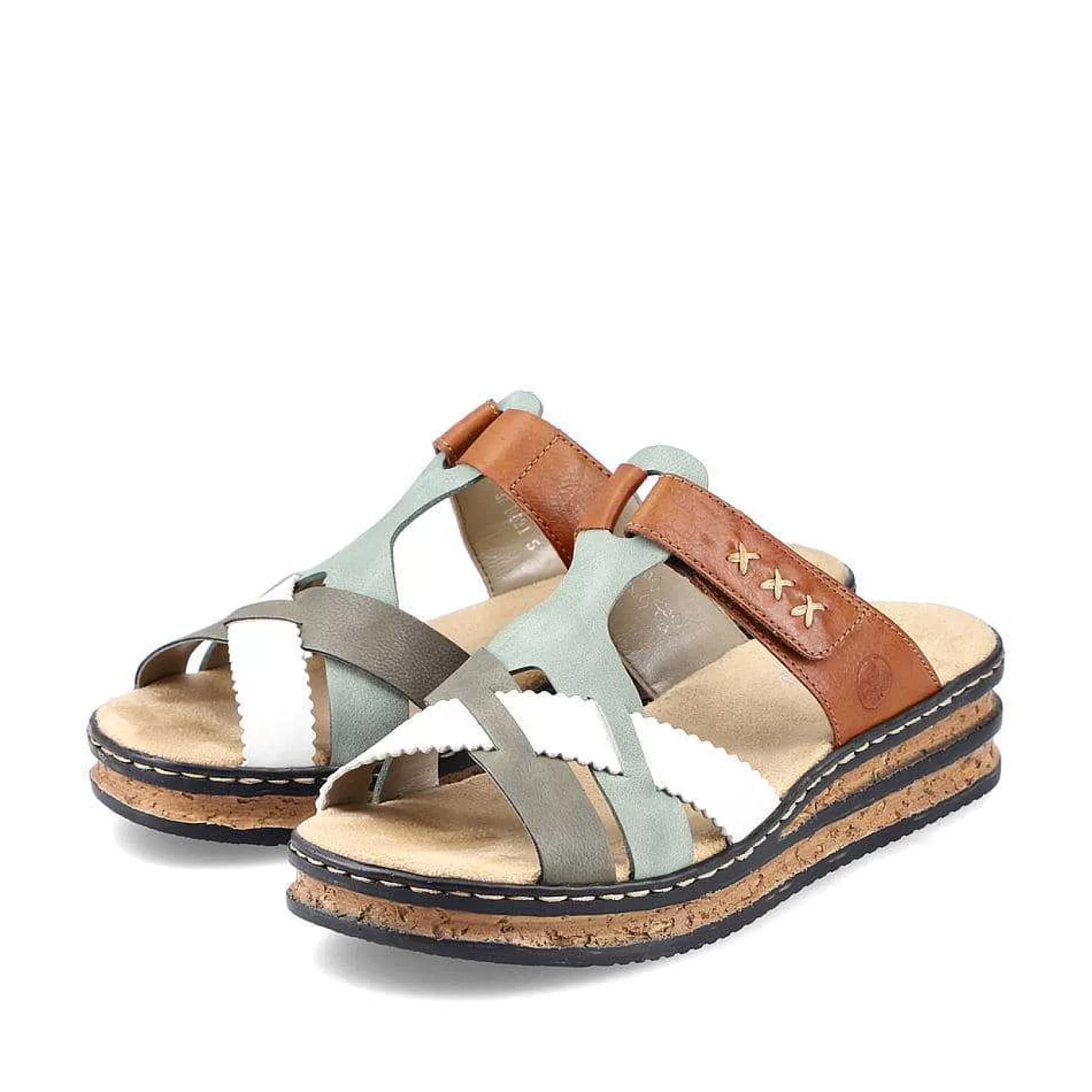 Outlet Women'S Mules Chocolate Brown-Mint Green-White Ladies Mules & Slippers