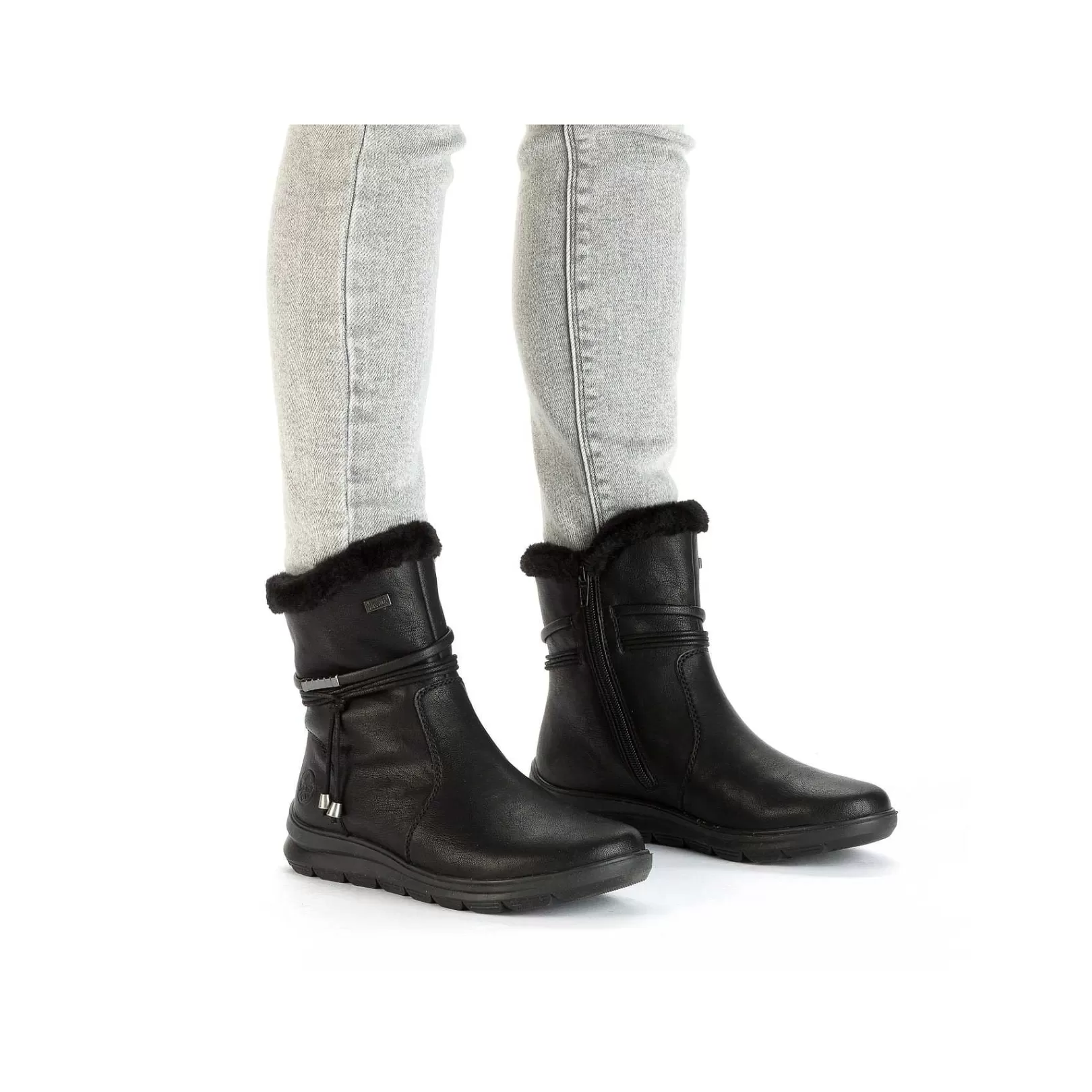 Hot Women'S Short Boots Jet Black Ladies Ankle Boots & Boots