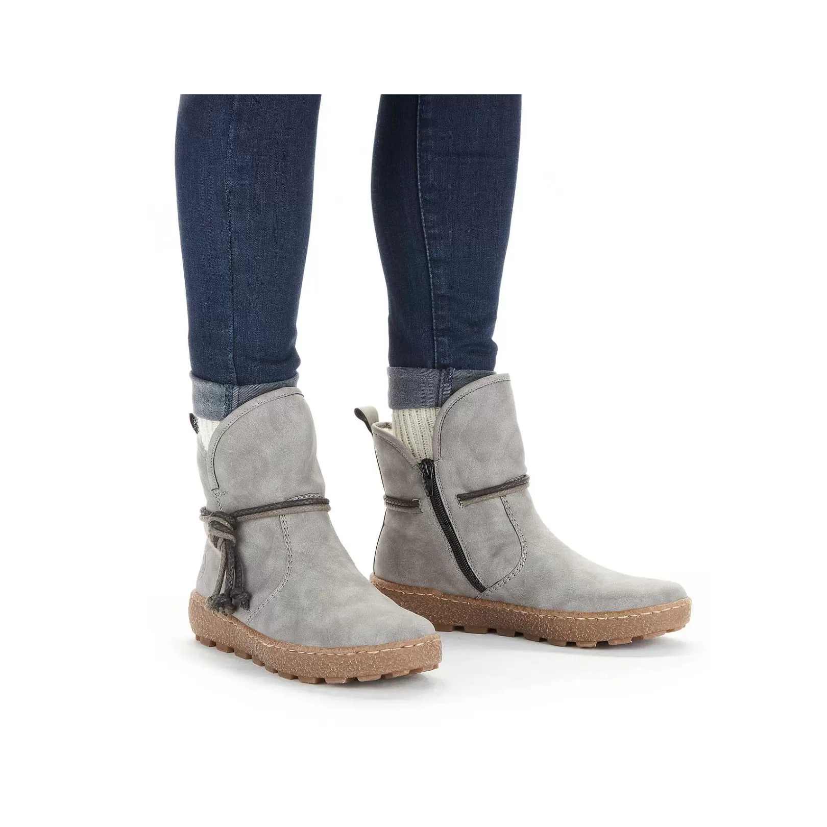 Clearance Women'S Short Boots Silver Gray Ladies Ankle Boots & Boots