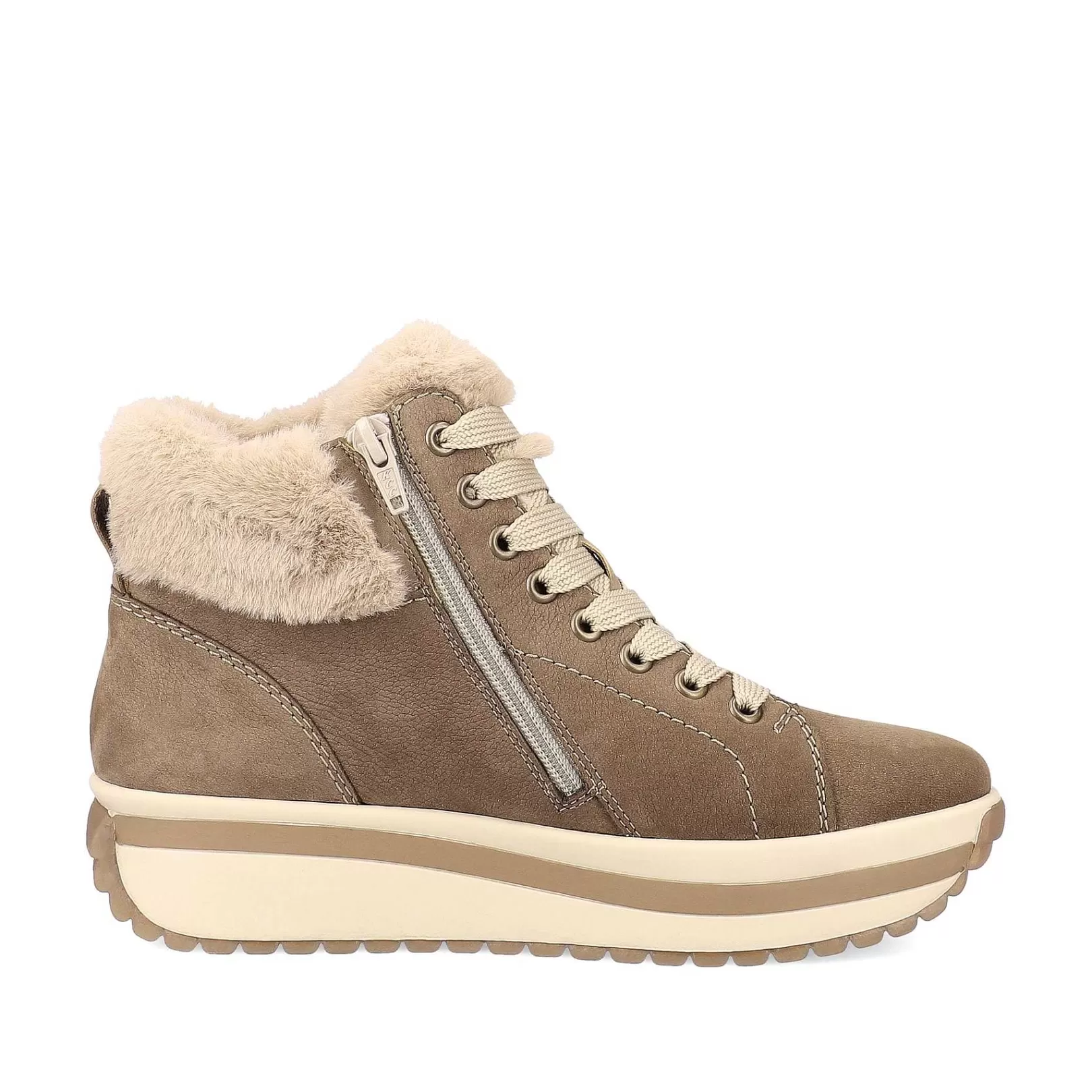 Best Sale Women'S Sneaker High Caramel-Brown Cream-Beige Ladies Sneakers