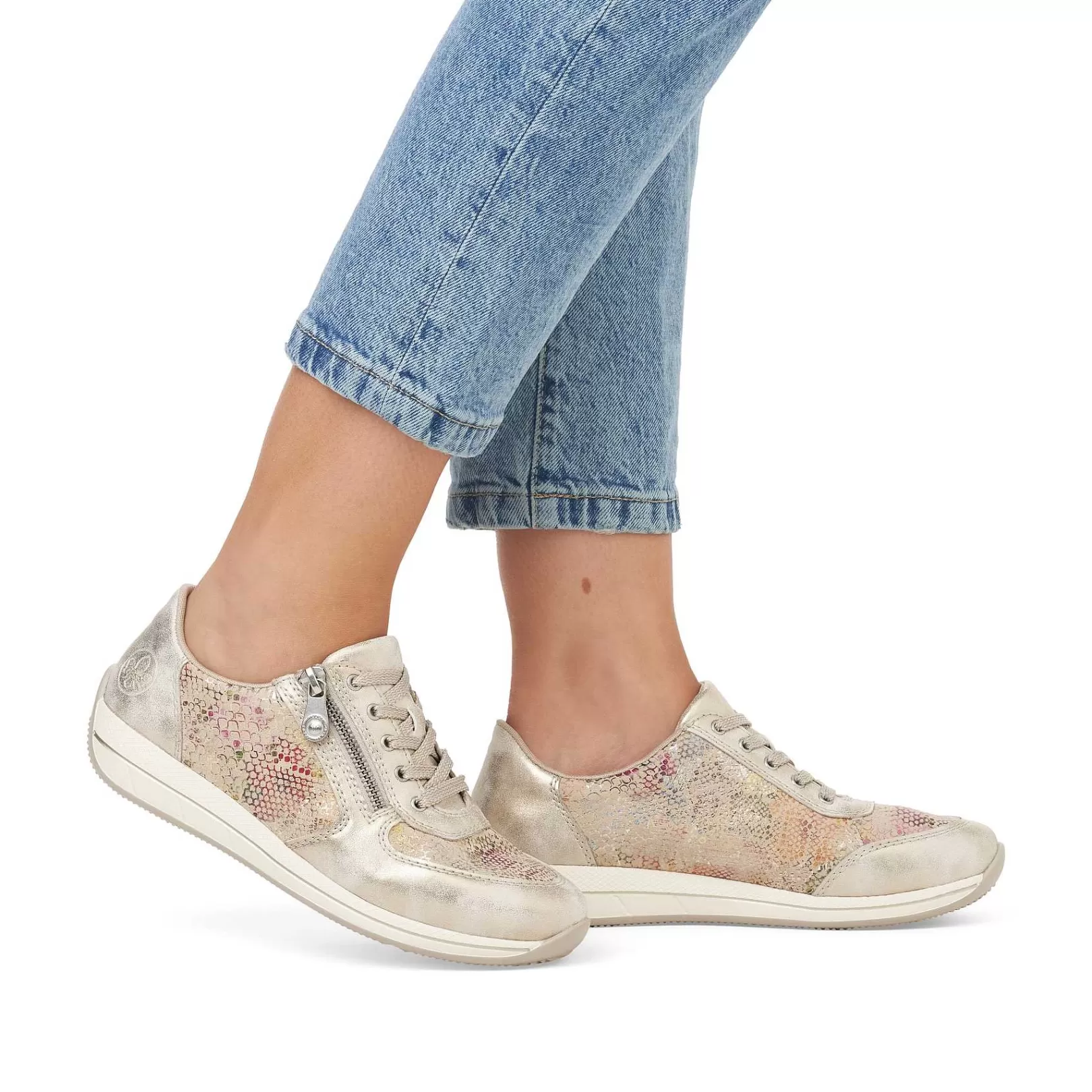 Store Women'S Sneaker Low Beige Multi-Metallic Ladies Sneakers