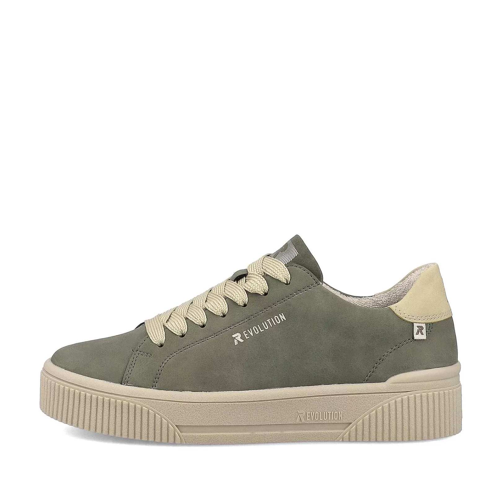 Best Sale Women'S Sneaker Low Khaki-Green Cream-Beige Ladies Sneakers