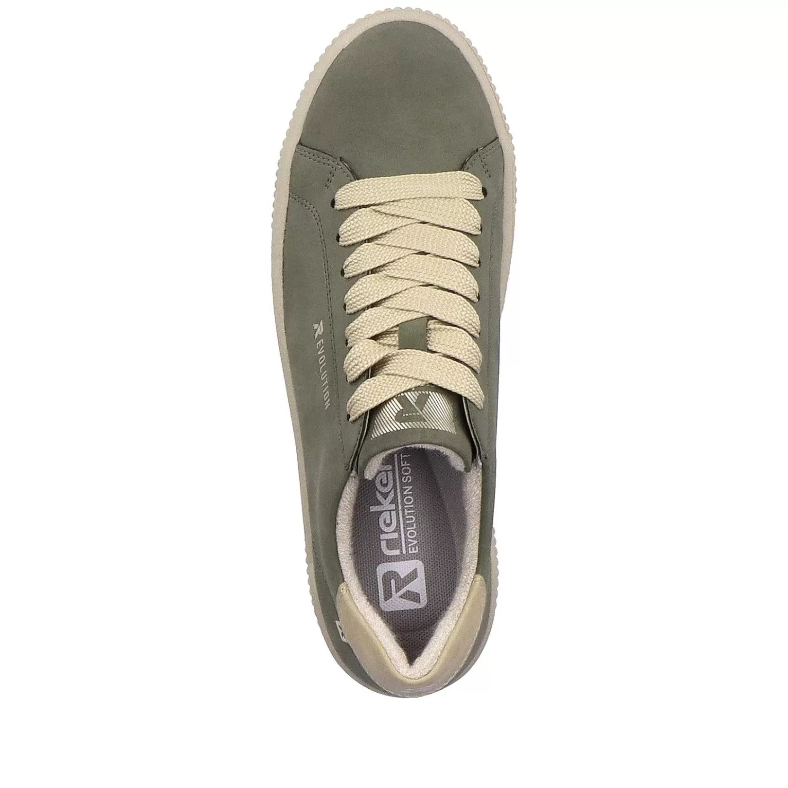 Best Sale Women'S Sneaker Low Khaki-Green Cream-Beige Ladies Sneakers