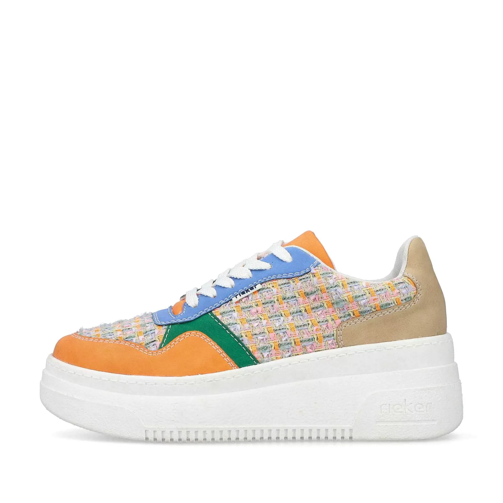 Sale Women'S Sneaker Low Multi-Orange-Emerald Green Ladies Vegan