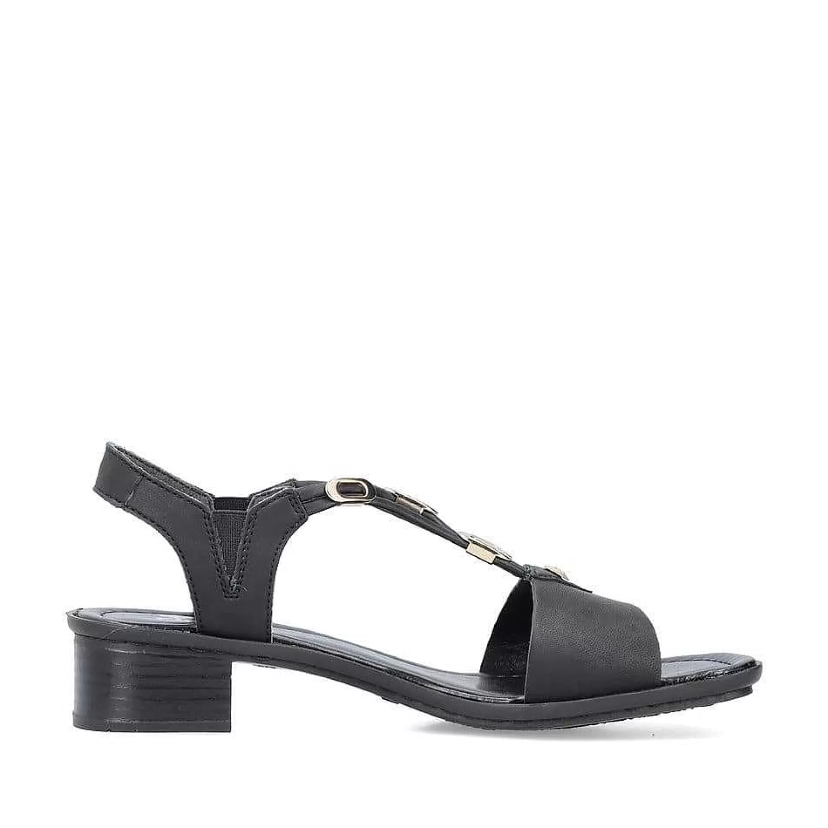 Online Women'S Strappy Sandals Asphalt Black Ladies Heeled Shoes