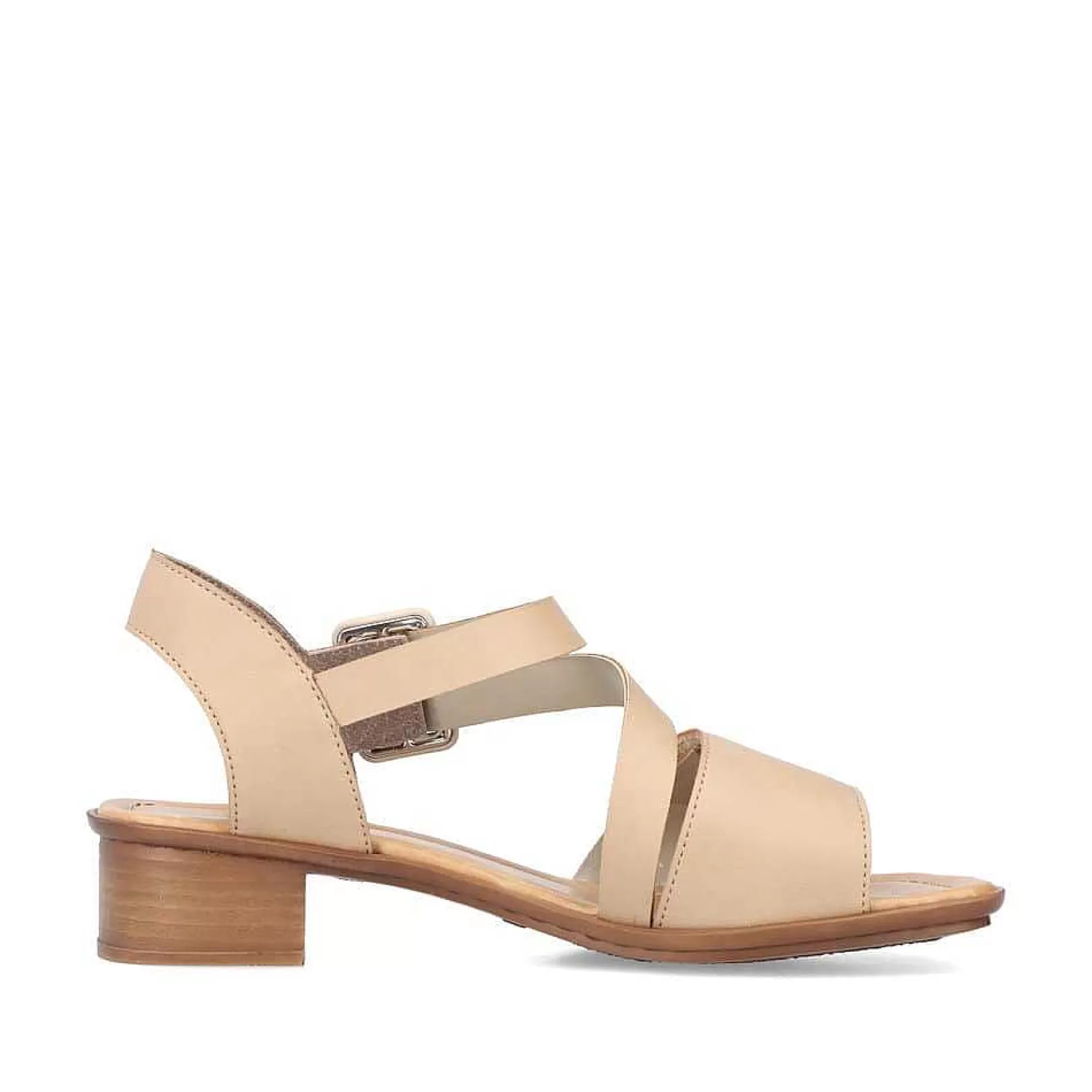 Outlet Women'S Strappy Sandals Beige Ladies Heeled Shoes