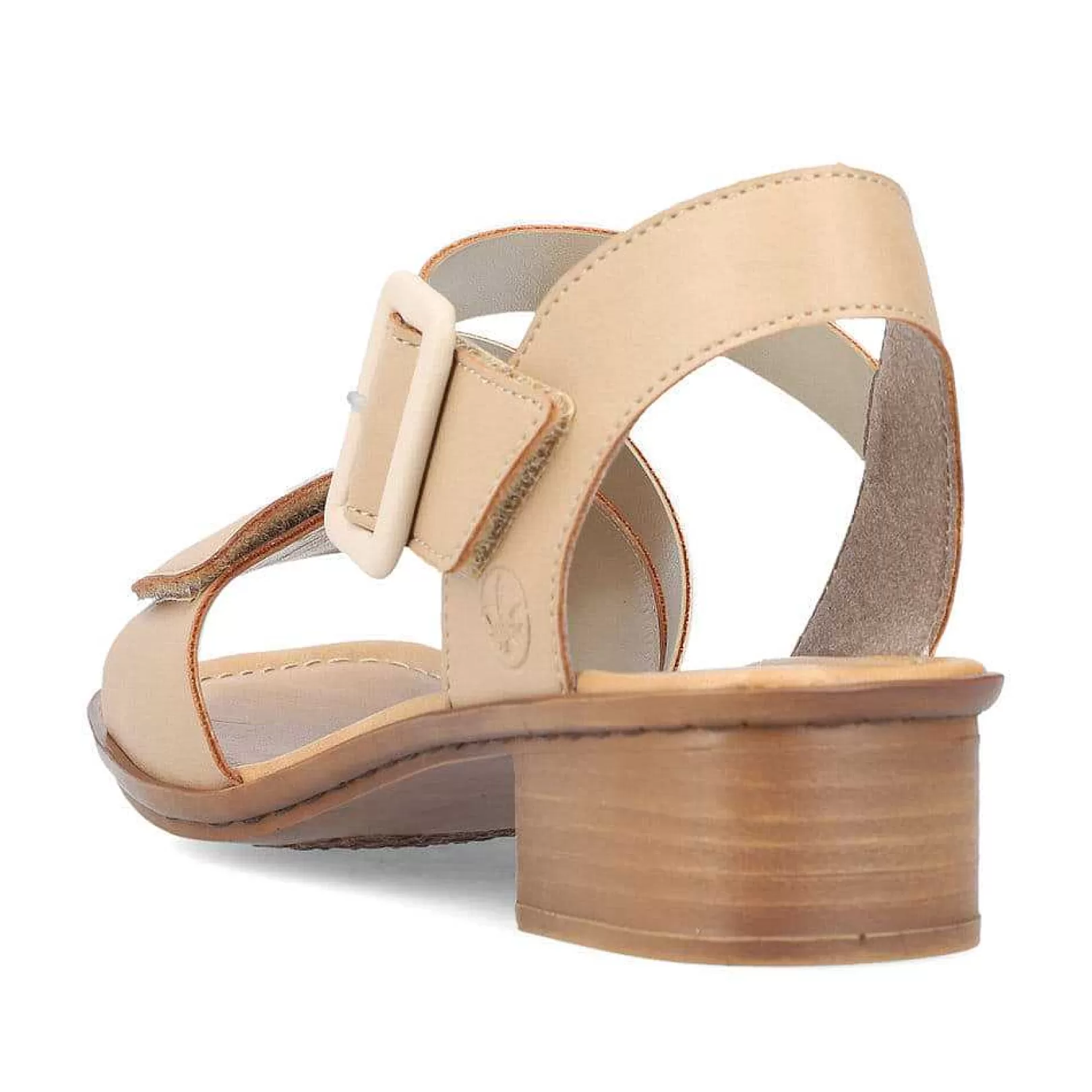 Outlet Women'S Strappy Sandals Beige Ladies Heeled Shoes