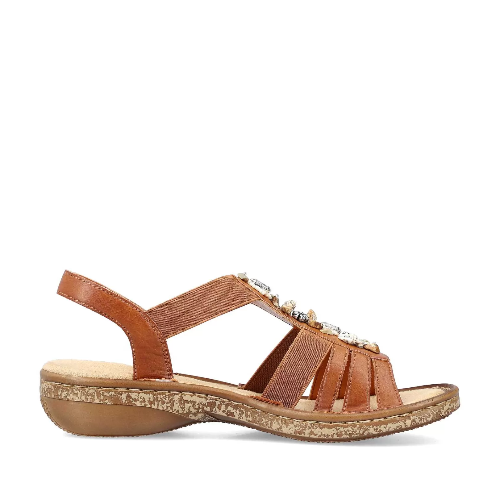 Discount Women'S Strappy Sandals Caramel Brown Ladies Sandals & Sandals