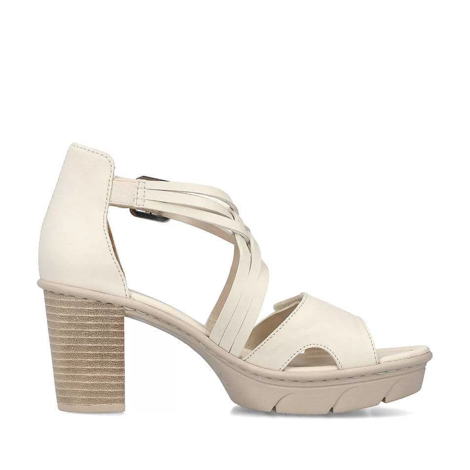 Store Women'S Strappy Sandals Cream Beige Ladies Heeled Shoes