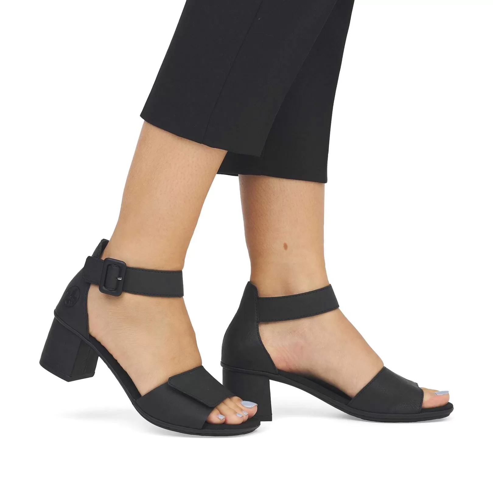 Best Sale Women'S Strappy Sandals Jet Black Ladies Heeled Shoes