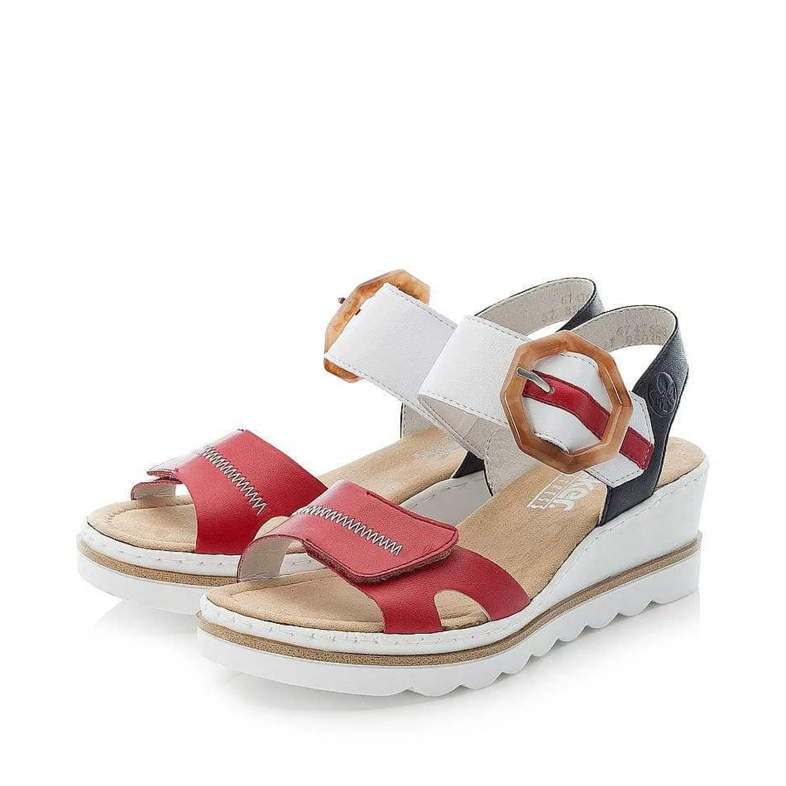 Store Women'S Wedge Sandals Fire Red-Pure White Ladies Heeled Shoes