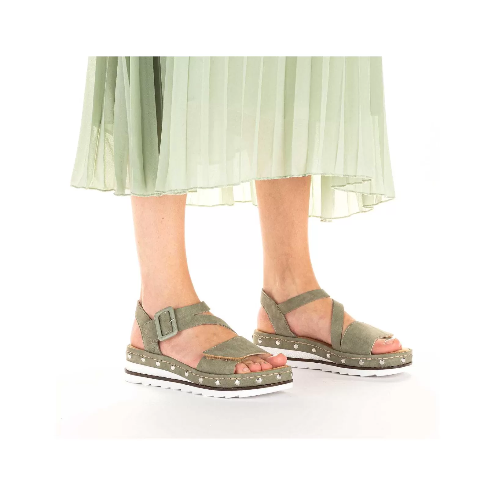 Best Women'S Wedge Sandals Green Gray Ladies Heeled Shoes